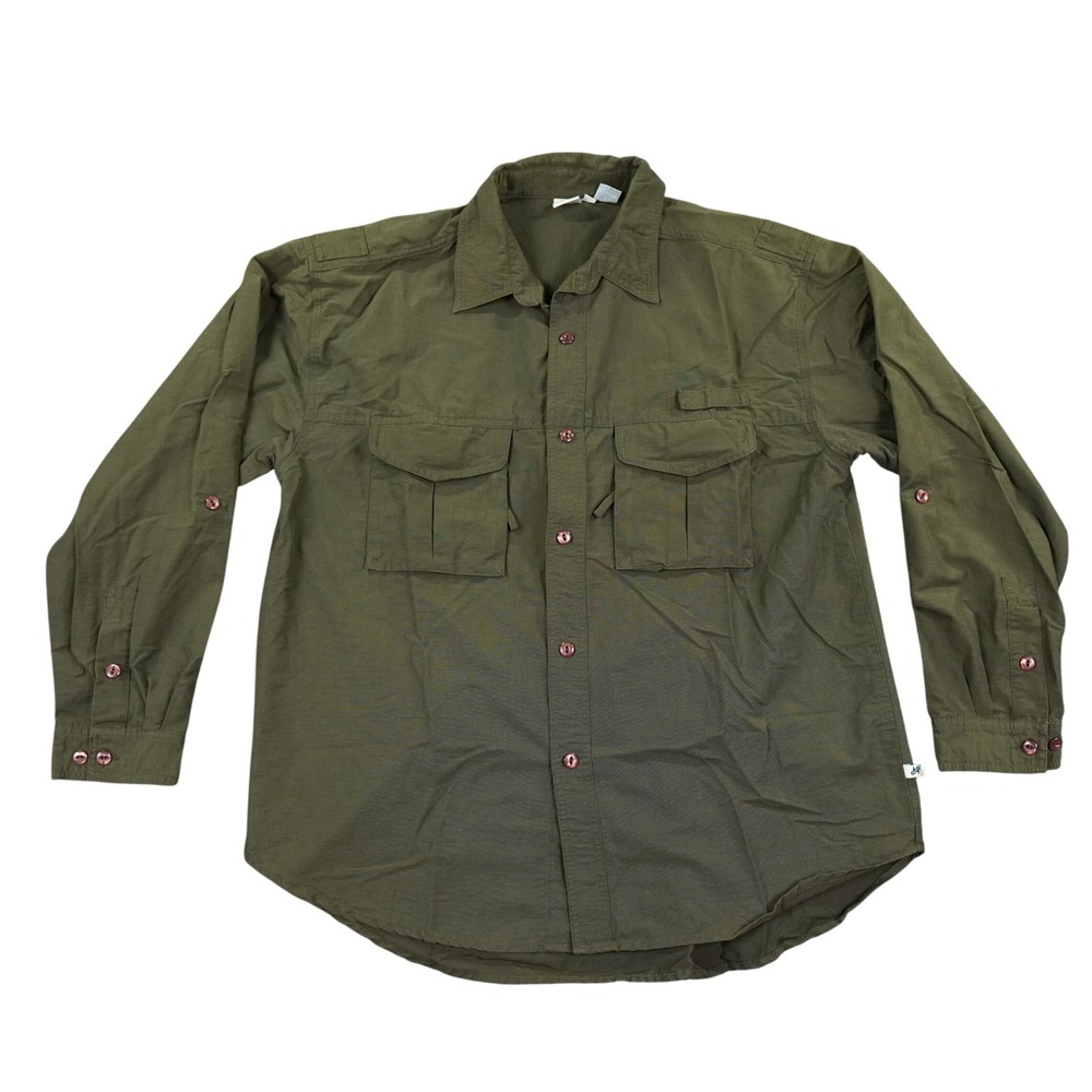 VTG Slant Military Shirt Mens Large Green Skater Y2K Gorpcore Hiking Workwear